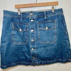 Classic A-line Denim Button Up Skirt
